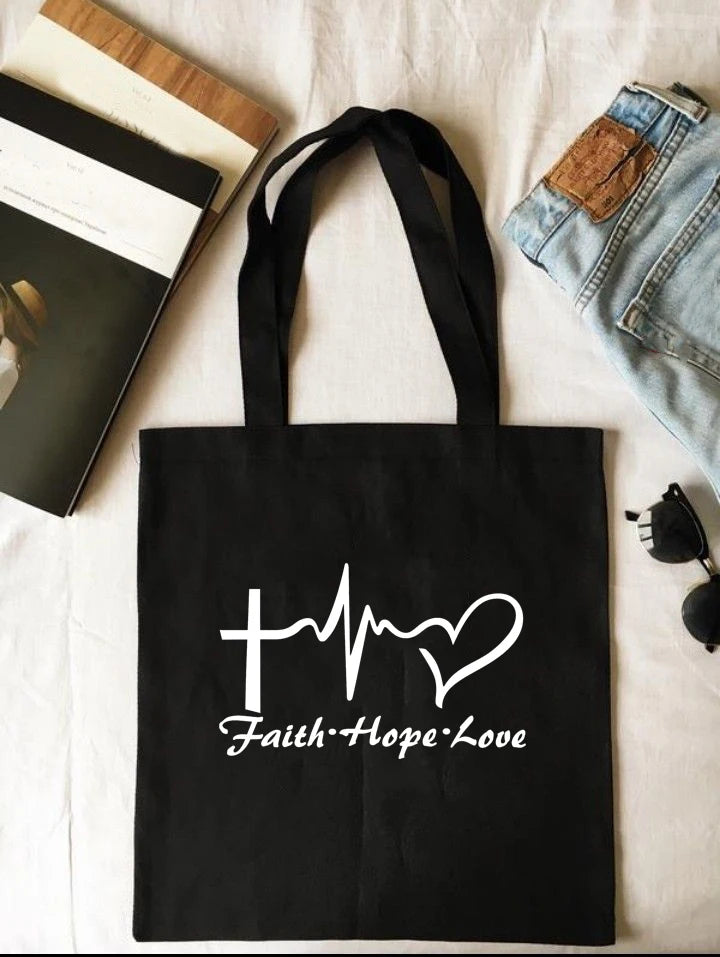 “Way Maker, Miracle Worker” Christian Canvas Tote Bag – Faith, Hope, Love Design