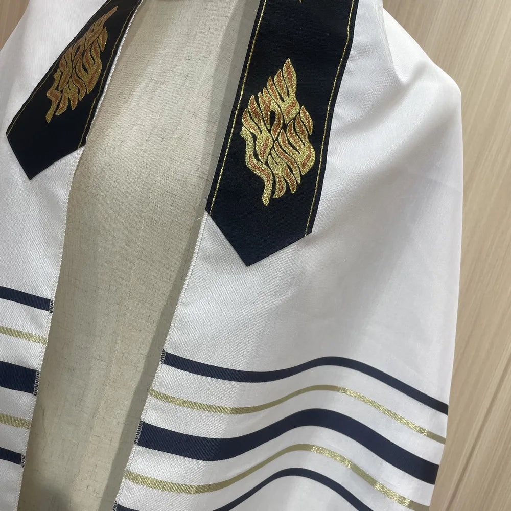 Tallit Messianic Scarf Fire Style Prayer Talit Jerusalem Hanukkah Shawl 50x180cm