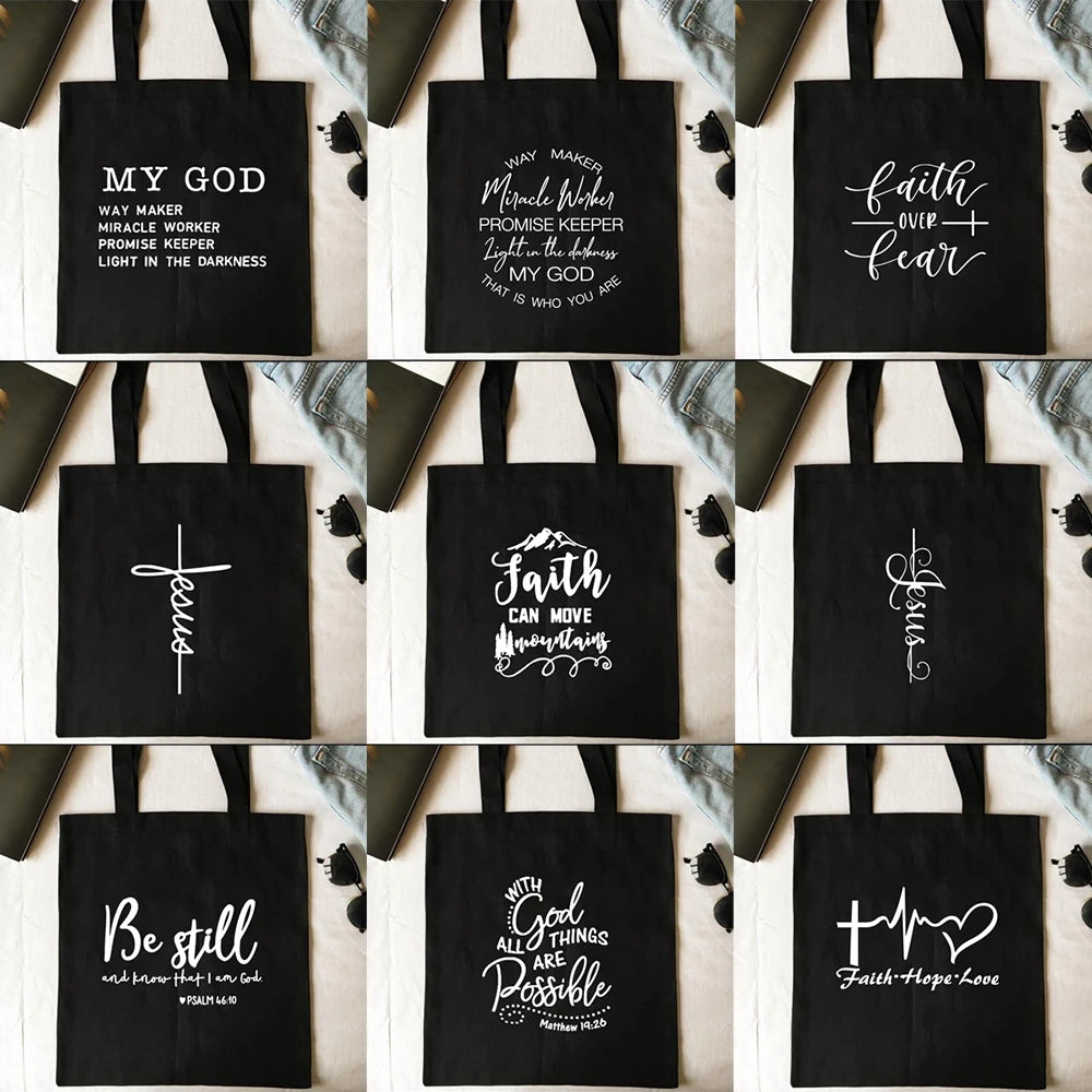 “Way Maker, Miracle Worker” Christian Canvas Tote Bag – Faith, Hope, Love Design
