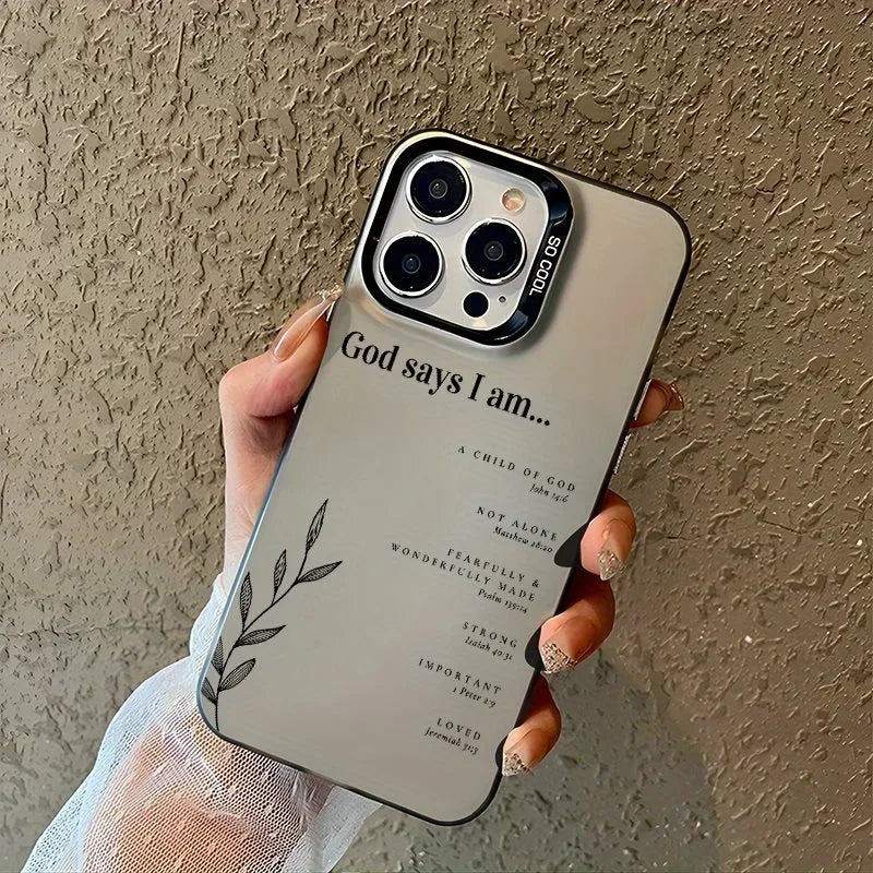 Christian Affirmation Aesthetic Phone Case – Shockproof Silvery Design for iPhone