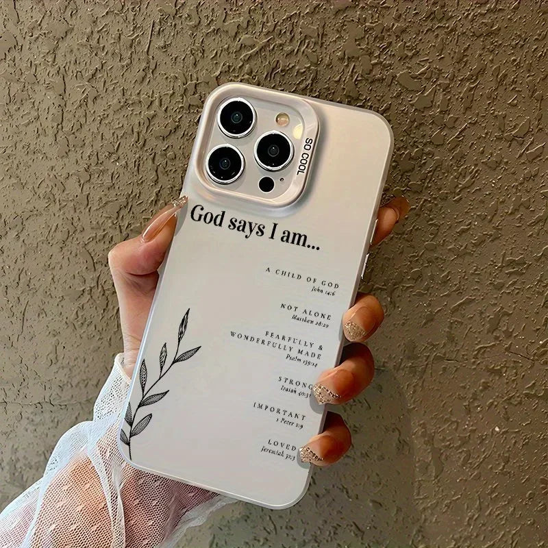 Christian Affirmation Aesthetic Phone Case – Shockproof Silvery Design for iPhone