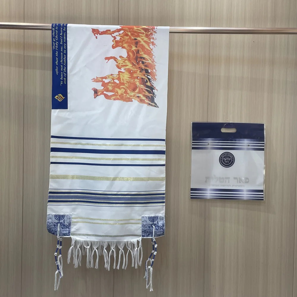 Tallit Messianic Scarf Fire Style Prayer Talit Jerusalem Hanukkah Shawl 50x180cm