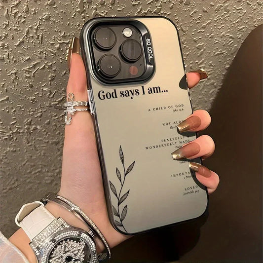 Christian Affirmation Aesthetic Phone Case – Shockproof Silvery Design for iPhone