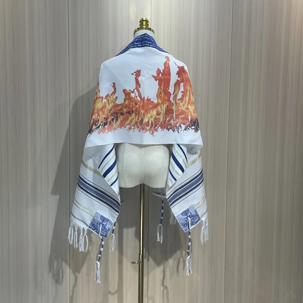 Tallit Messianic Scarf Fire Style Prayer Talit Jerusalem Hanukkah Shawl 50x180cm